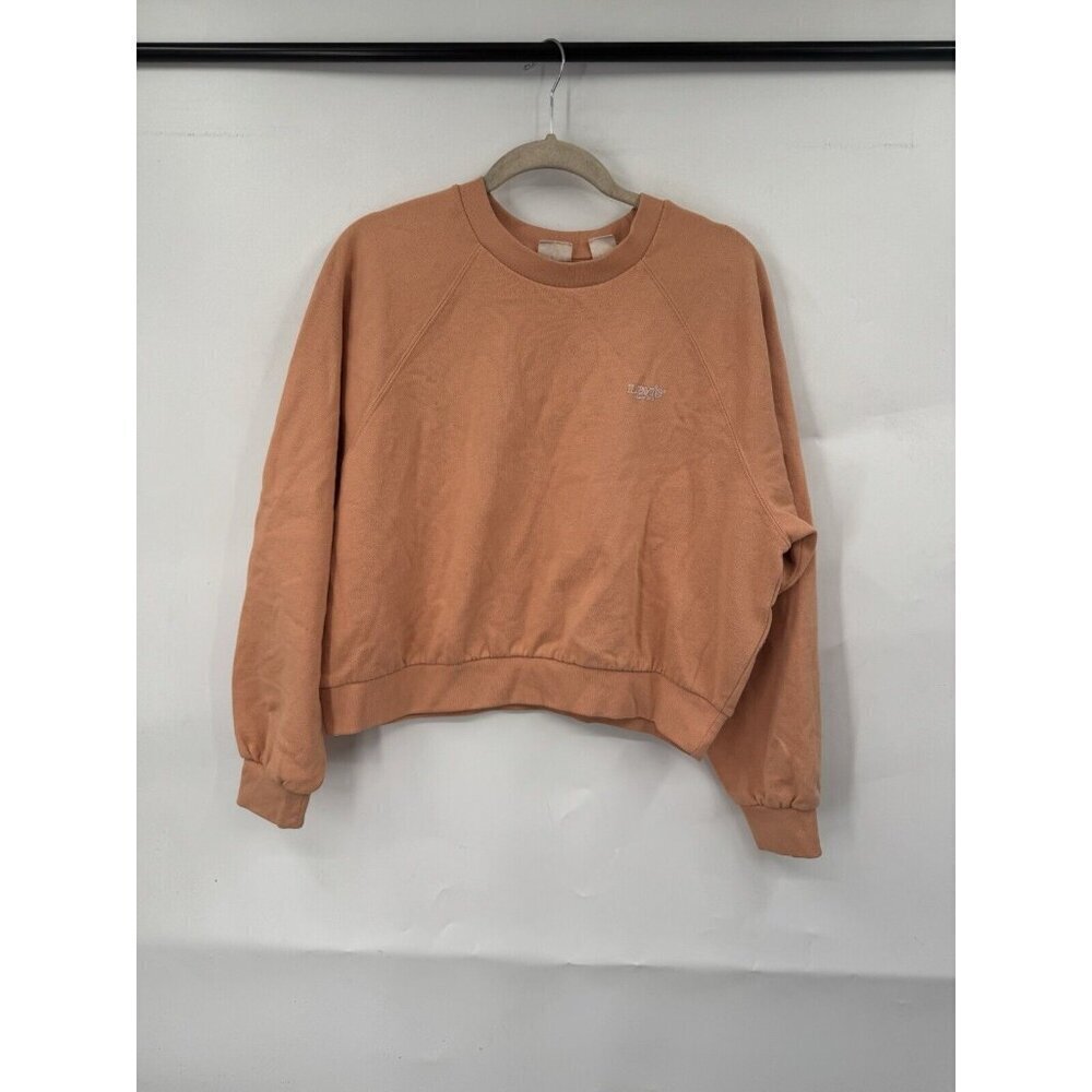 Levi Cropped Sweatshirt Women Small‎ Orange Crew Neck Athleisure Loungewear